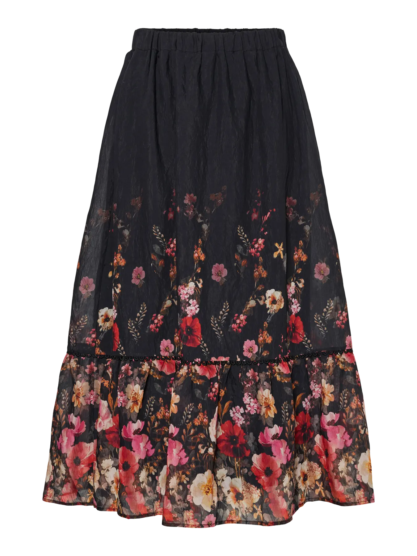 Yasromantica Hw Long Skirt S - Show - Black Romantica Aop
