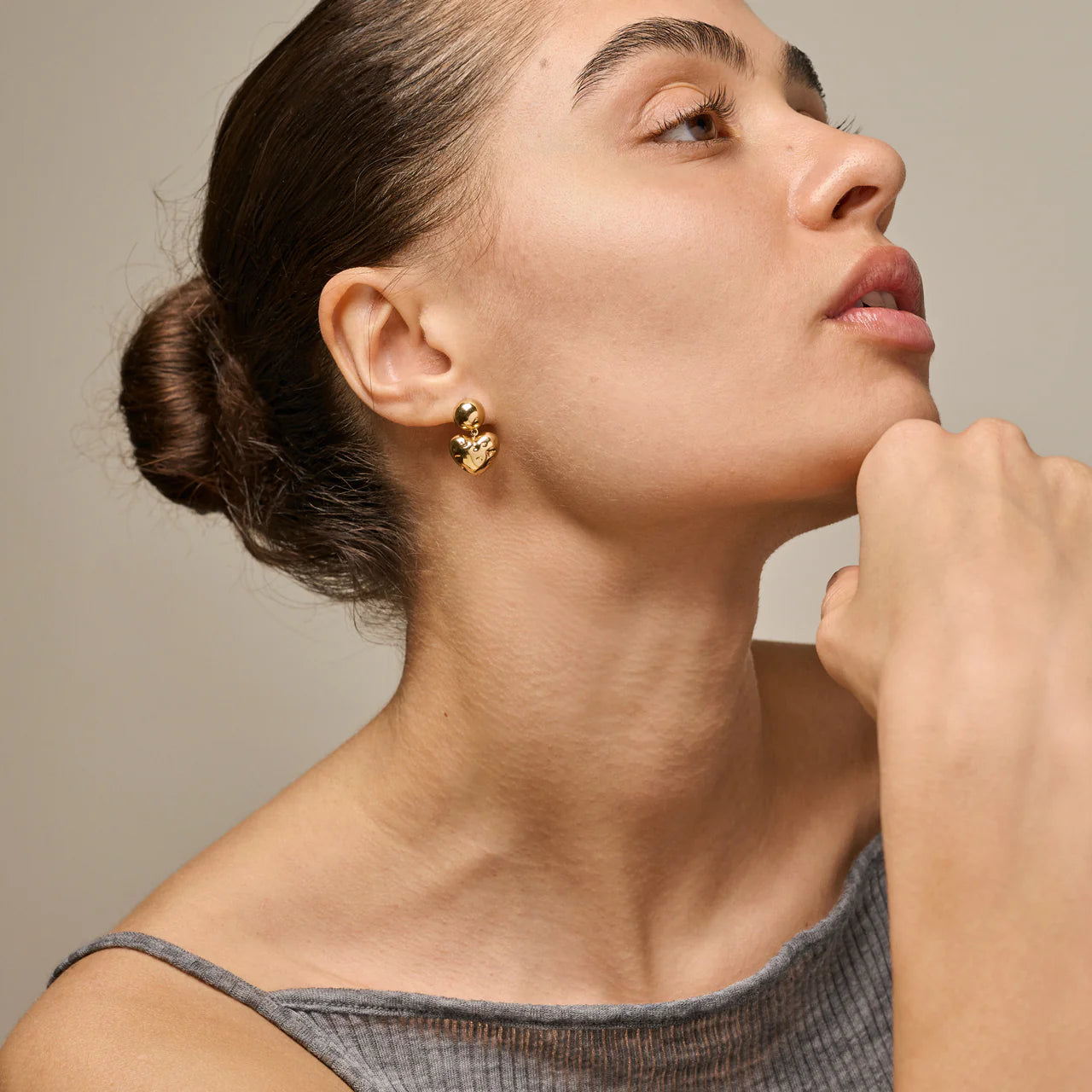 Poma Heart Earrings - Gold