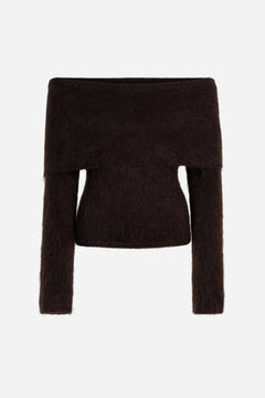 Eliette Off-Shoulder Knit - Dark Brown