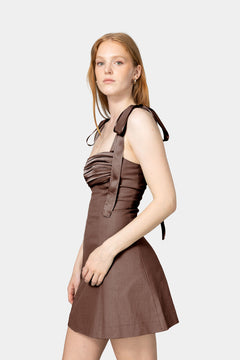 Ella Fitted Mini Dress - Brown