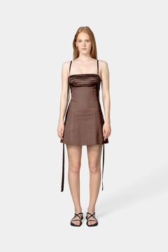Ella Fitted Mini Dress - Brown