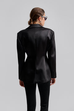Ella Tailored Peplum Blazer - Black