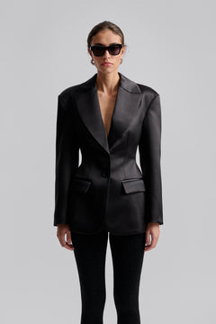 Ella Tailored Peplum Blazer - Black