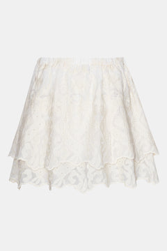 Ellinoric Lace Mini Skirt - Vintage White
