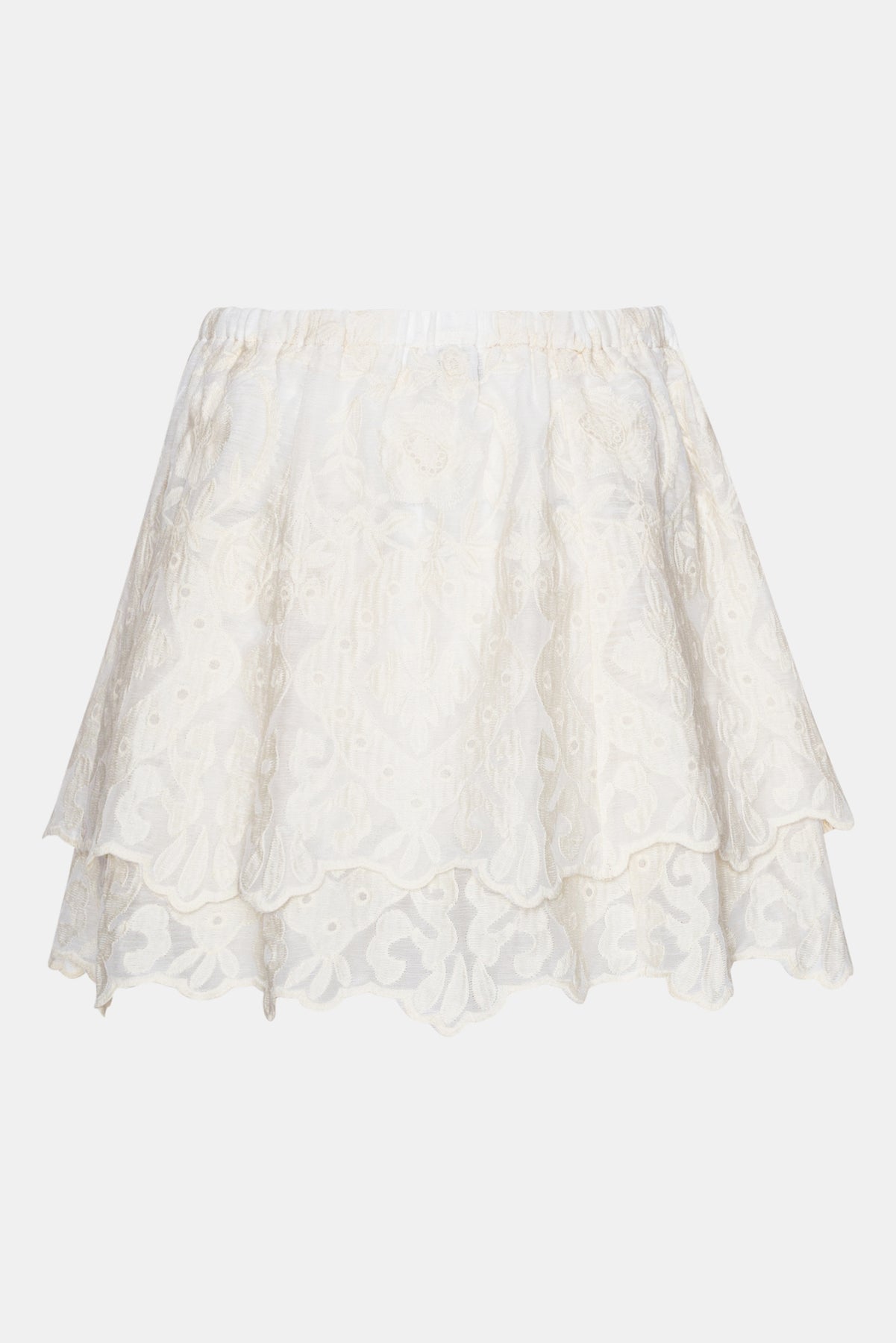 Ellinoric Lace Mini Skirt - Vintage White