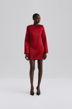 Elna Bow Detailed Mini Dress - Deep Red