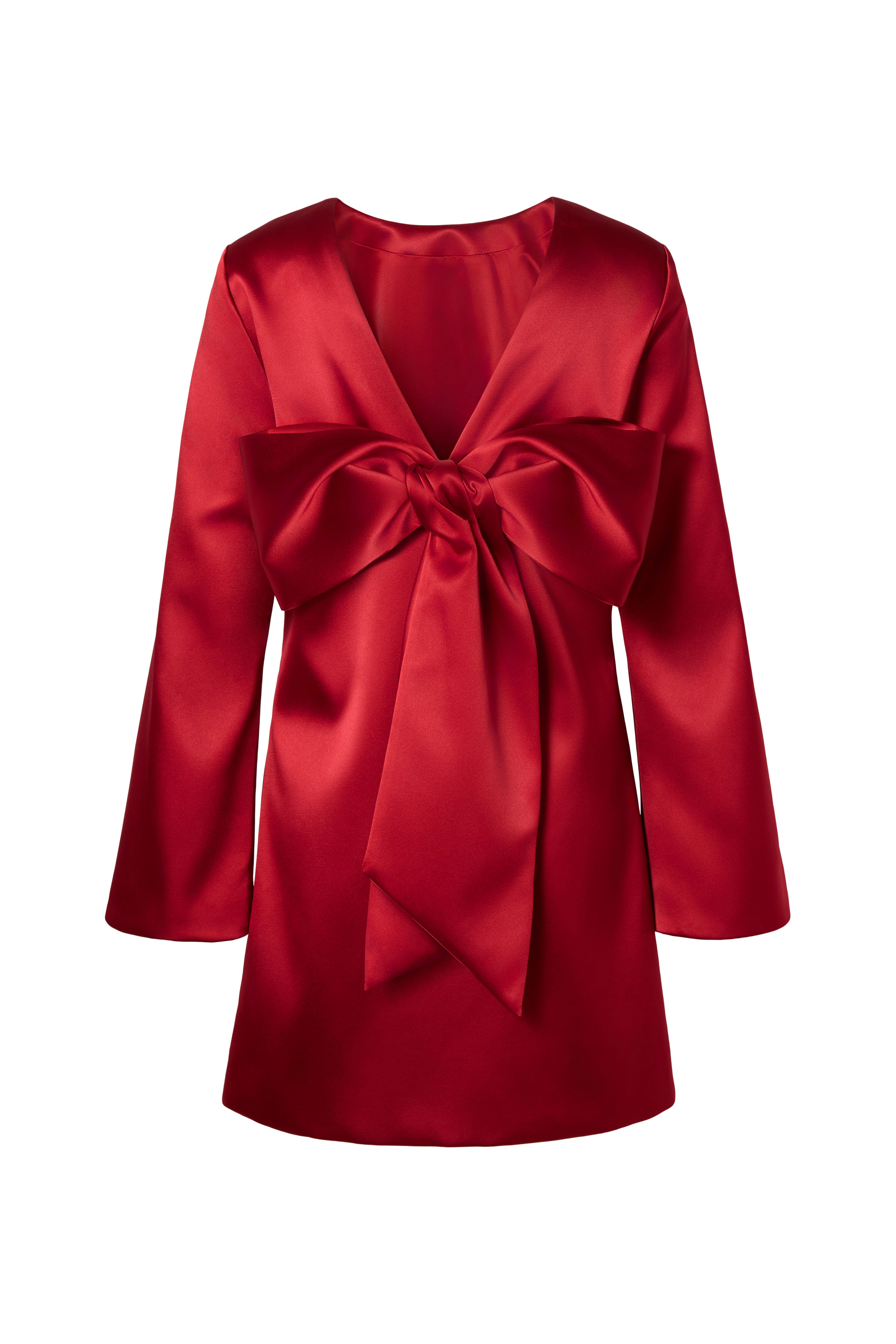 Elna Bow Detailed Mini Dress - Deep Red