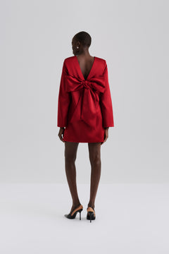 Elna Bow Detailed Mini Dress - Deep Red