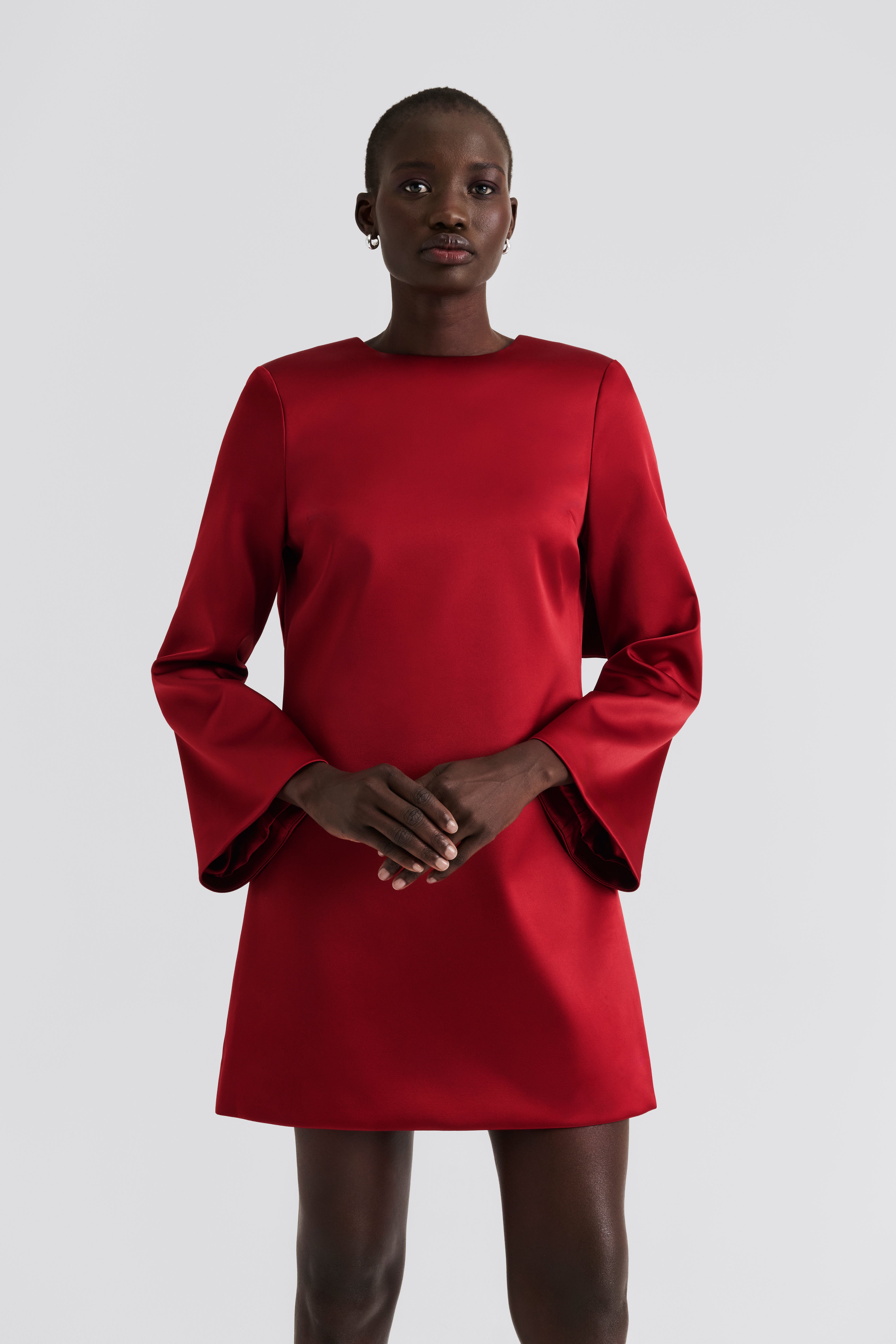 Elna Bow Detailed Mini Dress - Deep Red