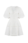 Elvira V-Neck Mini Dress - White