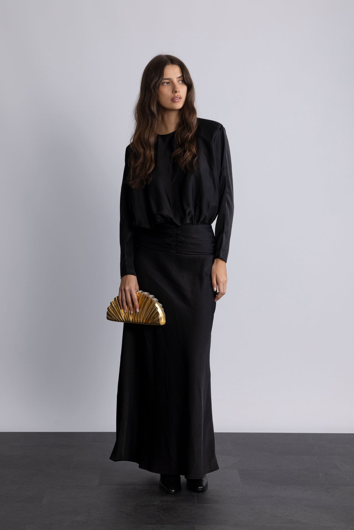 Billie Maxi Satin Dress - Black