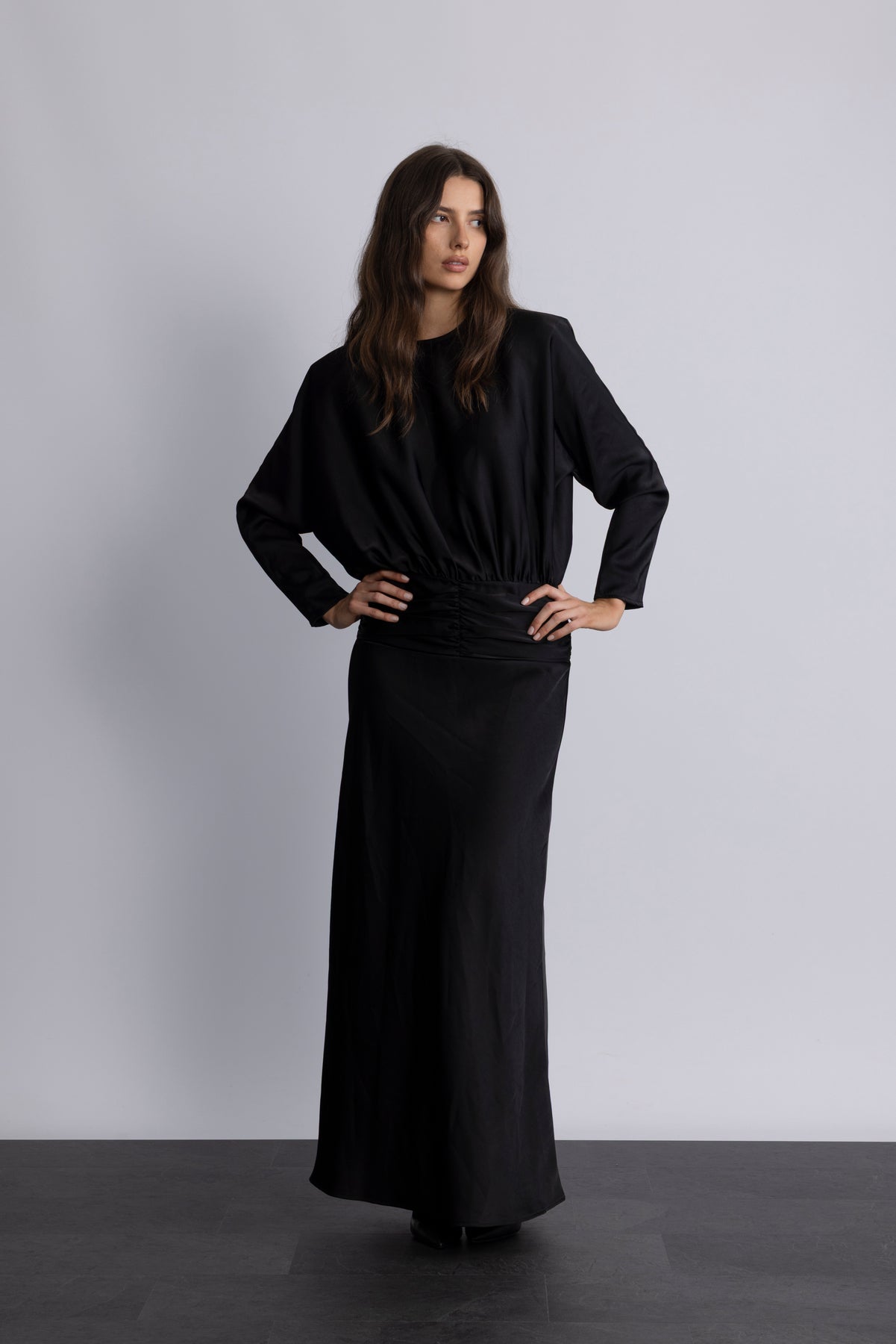Billie Maxi Satin Dress - Black