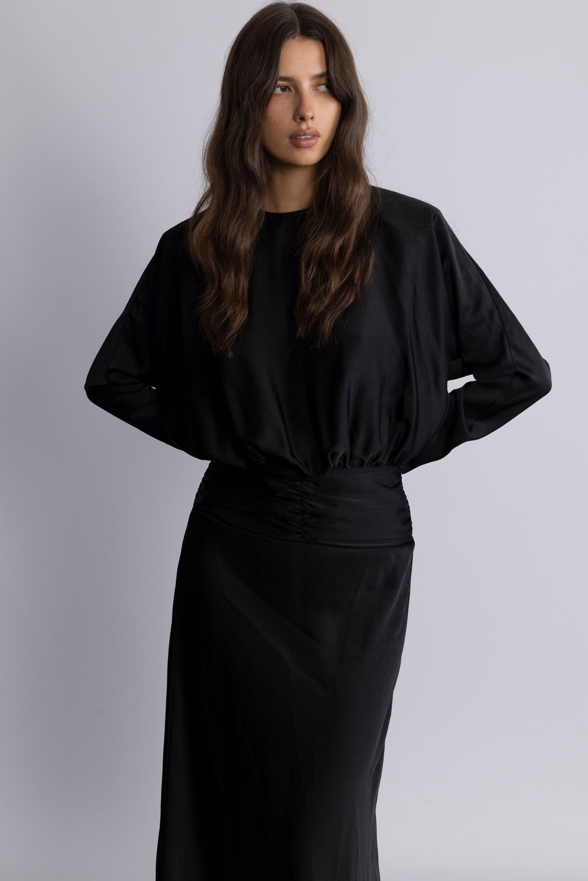 Billie Maxi Satin Dress - Black