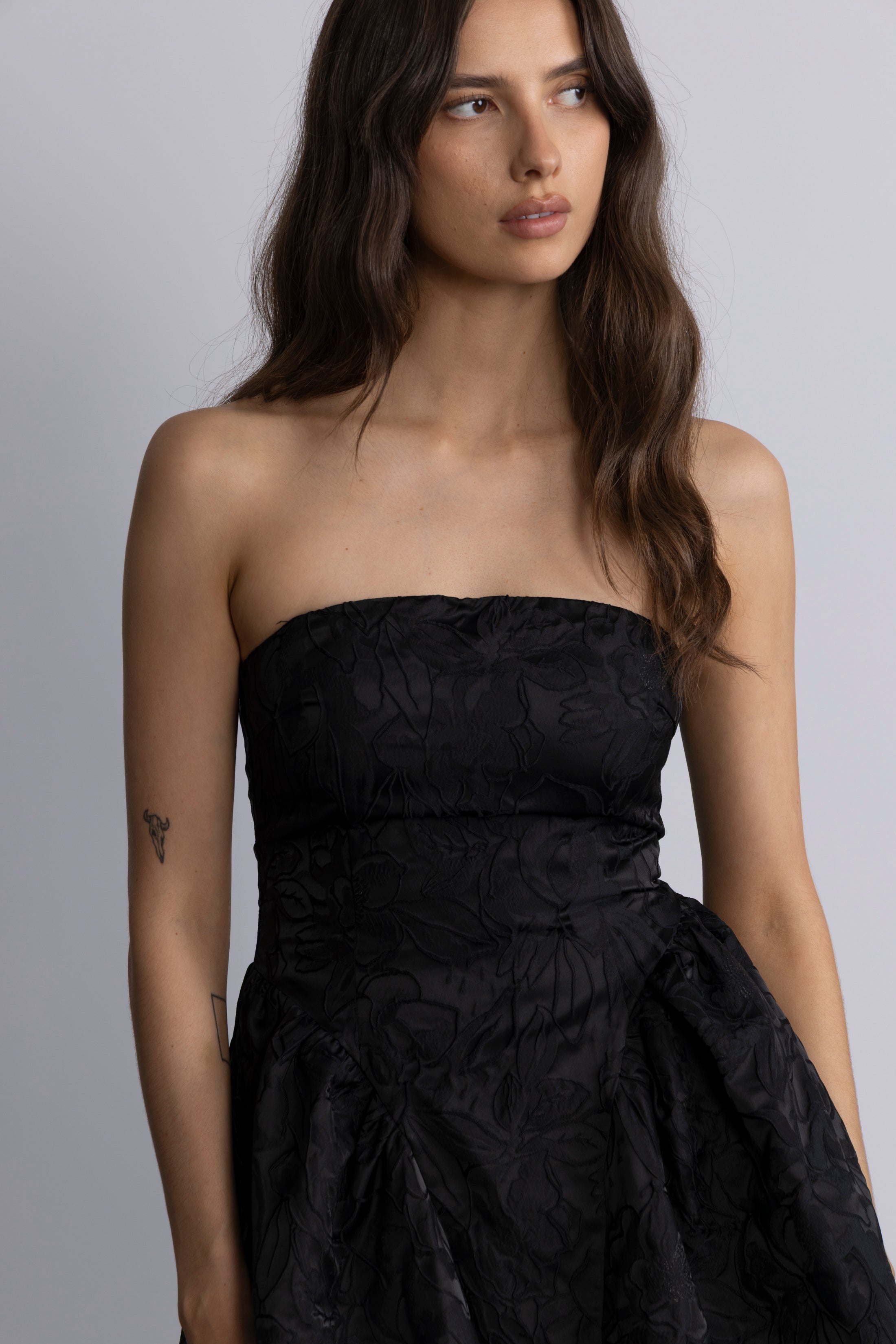 Robbie Bandeau Brocade Dress - Black