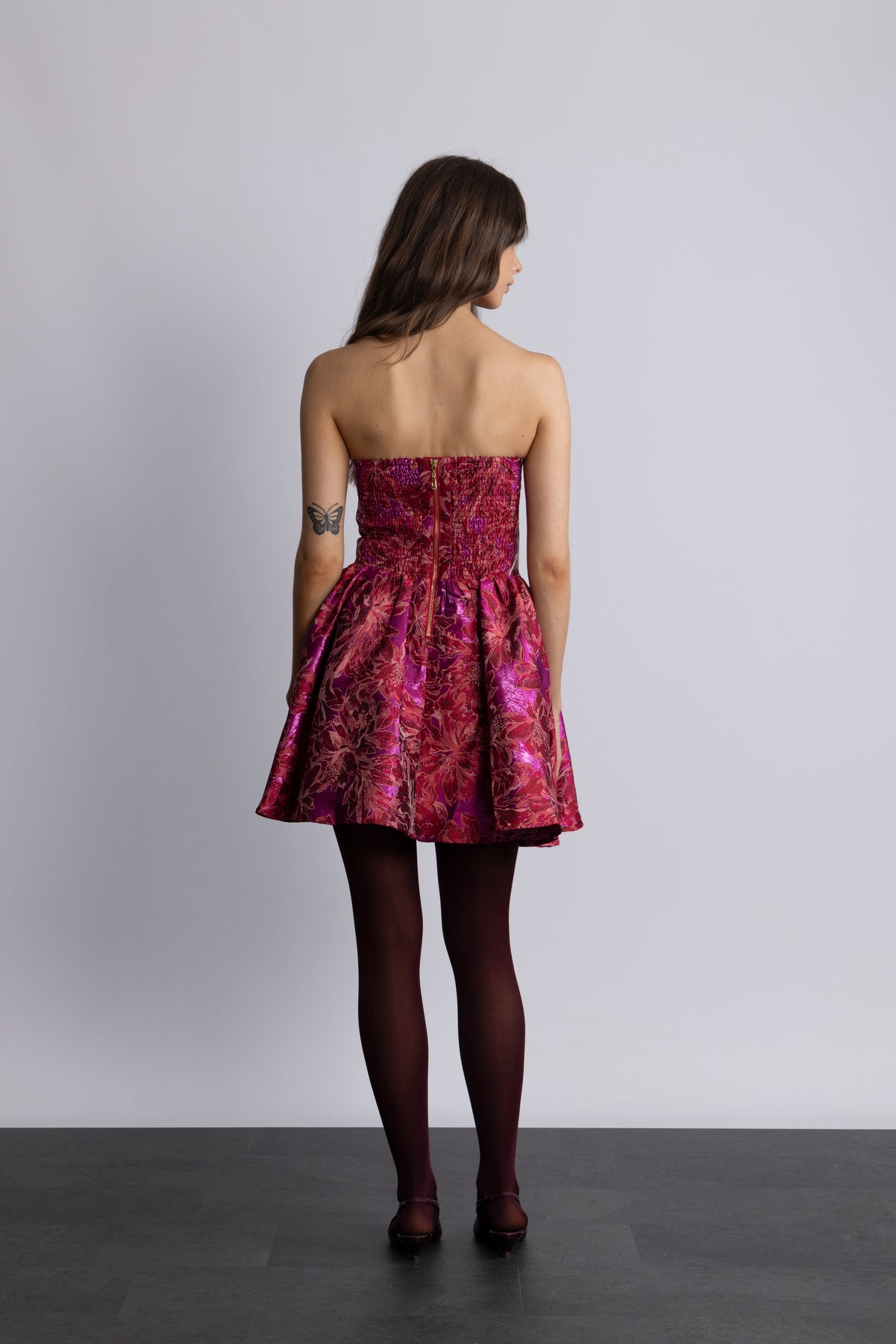 Tove Bandeau Brocade Dress - Pink