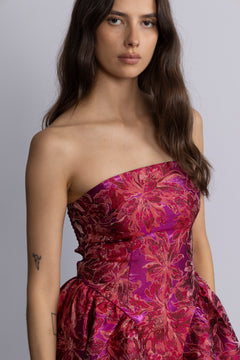 Tove Bandeau Brocade Dress - Pink