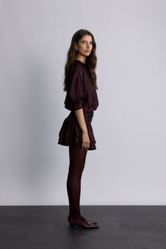 Cordelia Satin Mini Dress - Burgundy