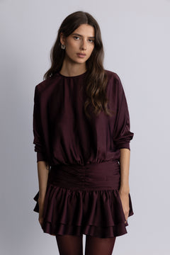 Cordelia Satin Mini Dress - Burgundy
