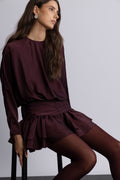 Cordelia Satin Mini Dress - Burgundy