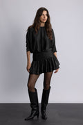 Cordelia Satin Mini Dress - Black