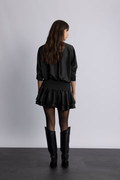 Cordelia Satin Mini Dress - Black