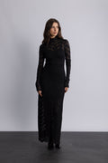 Olivia Bodycon Maxi Lace Dress - Black