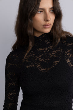 Olivia Bodycon Maxi Lace Dress - Black