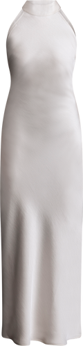 Lola Satin Halter Maxi Dress - Creme