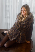 Fran Leo Faux Fur Jacket - Brown Leopard