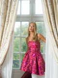 Tove Bandeau Brocade Dress - Pink