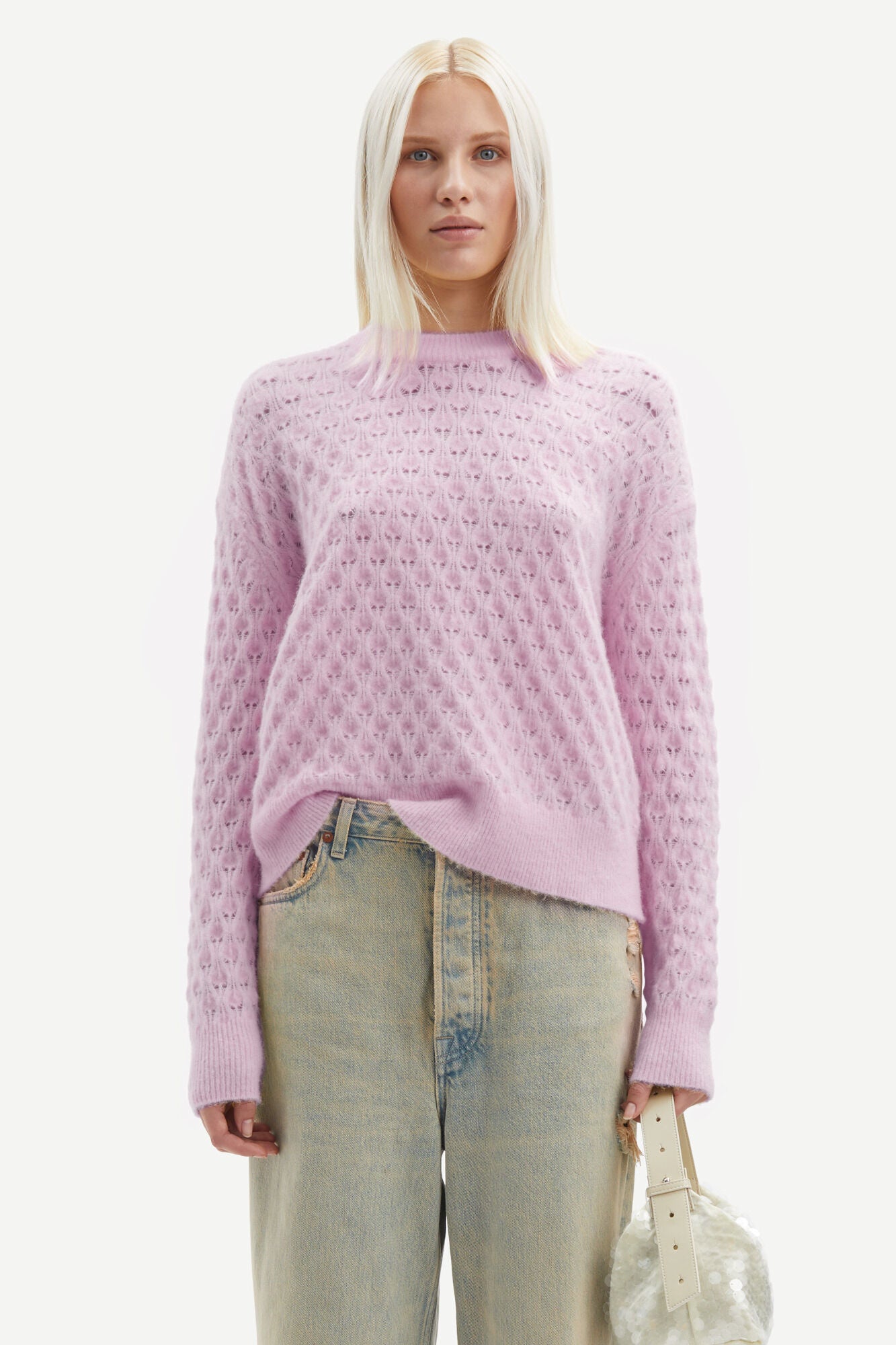 Saanour Pointelle Sweater - Lilac Snow