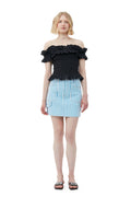 Cotton Poplin Off-Shoulder Smock Top - Black