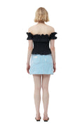Cotton Poplin Off-Shoulder Smock Top - Black