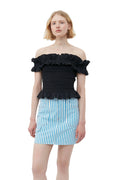 Cotton Poplin Off-Shoulder Smock Top - Black