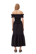 Cotton Poplin Off-Shoulder Smock Top - Black
