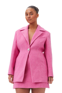Twill Wool Suiting Fitted Blazer - Fiji Flower