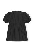Cotton Poplin Tie String Mini Dress - Black