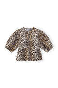 Printed Cotton Poplin Peplum Blouse - Leopard