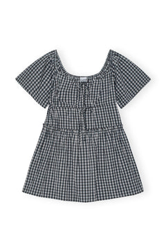 Seersucker Check Mini Layer Dress - Egret