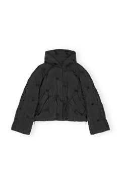 Nylon Tech Puffer Short Jacket - Black