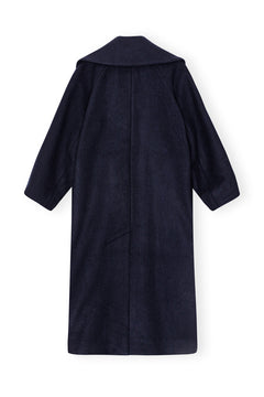 Boiled Wool Large Collar Coat - Sky Captain