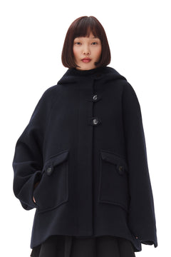 Boiled Wool Midi Jacket - Sky Captain