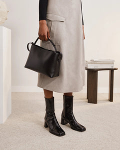 Hedda Midi Handbag - Leather Black