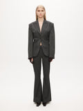 Hourglass Blazer - Grey Pinstripe