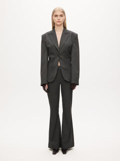 Hourglass Blazer - Grey Pinstripe