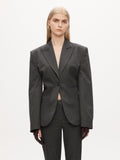 Hourglass Blazer - Grey Pinstripe