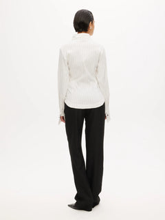 Fitted Bustier Shirt - White Pinstripe