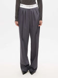 Branded Waistband Trousers - Steel Grey
