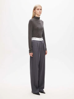 Branded Waistband Trousers - Steel Grey