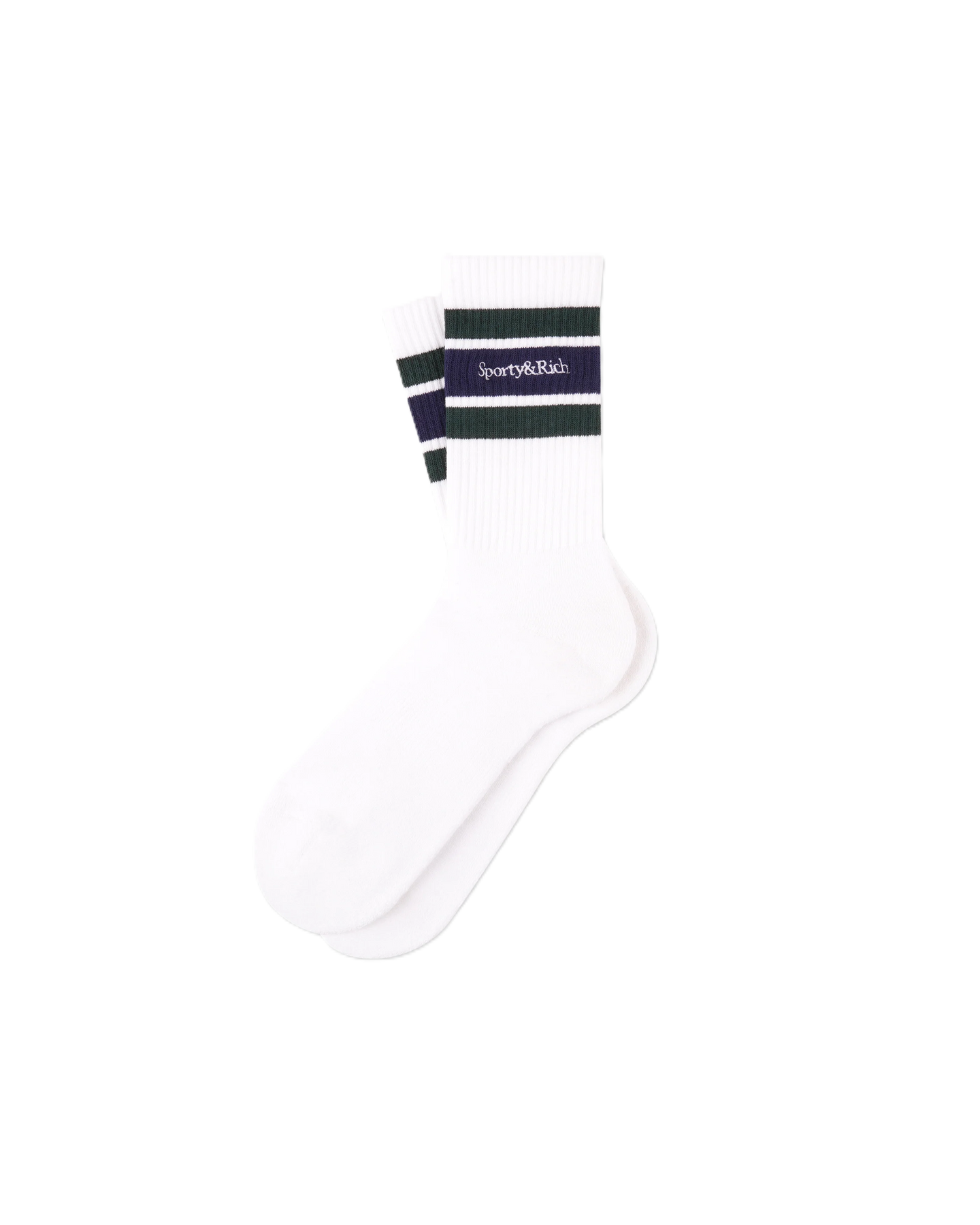 Serif Logo Socks - White/Forest/Dark Navy
